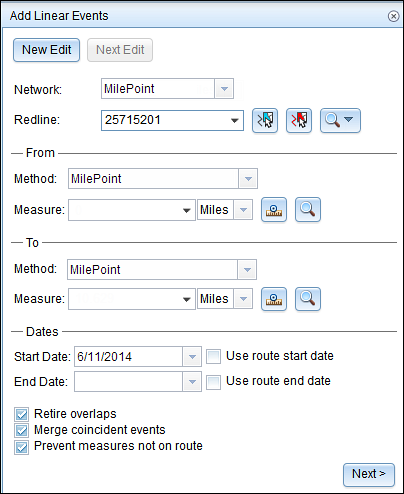 Complete the From and To methods and measures